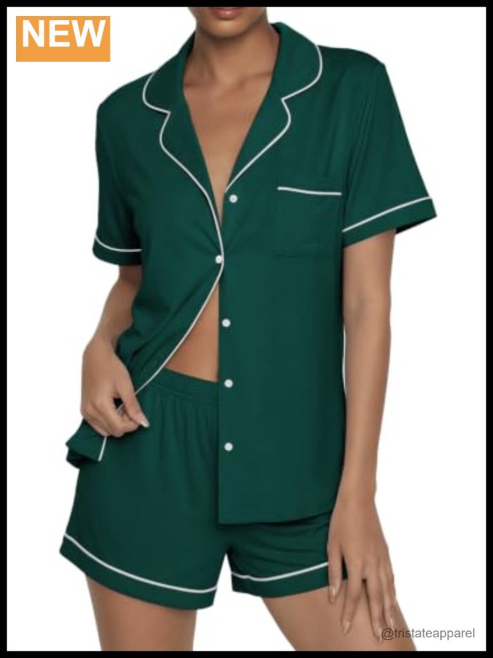 Ekouaer Womens 2 Piece Pajama Set Button Up Short Sleeve Sleepwear
